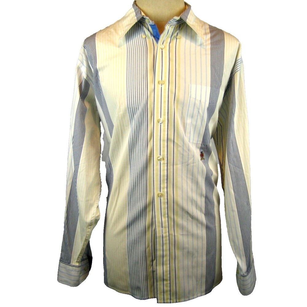Mens Vintage Tommy Hilfiger Cotton Paneled Striped LS Casual Shirt sz XL